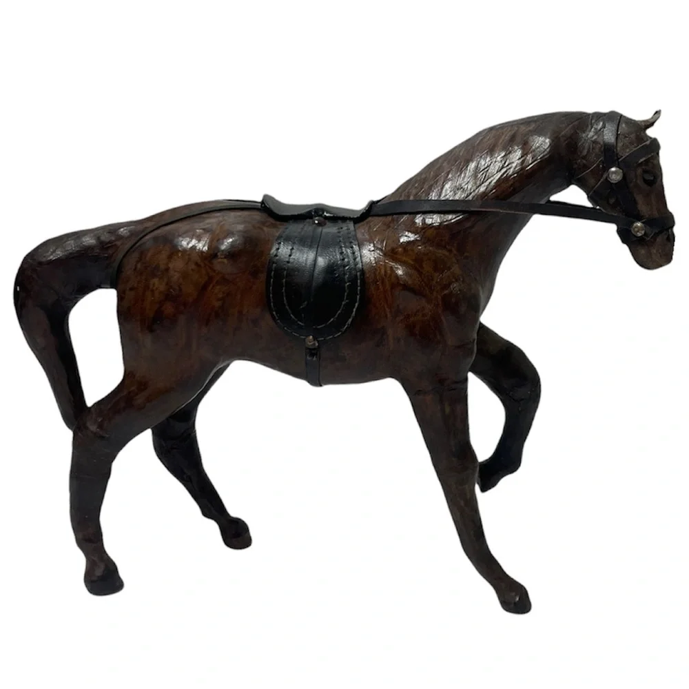 Antique Horse Vintage Leather Art Sculpture Collectible Ranch Farm Office Decor